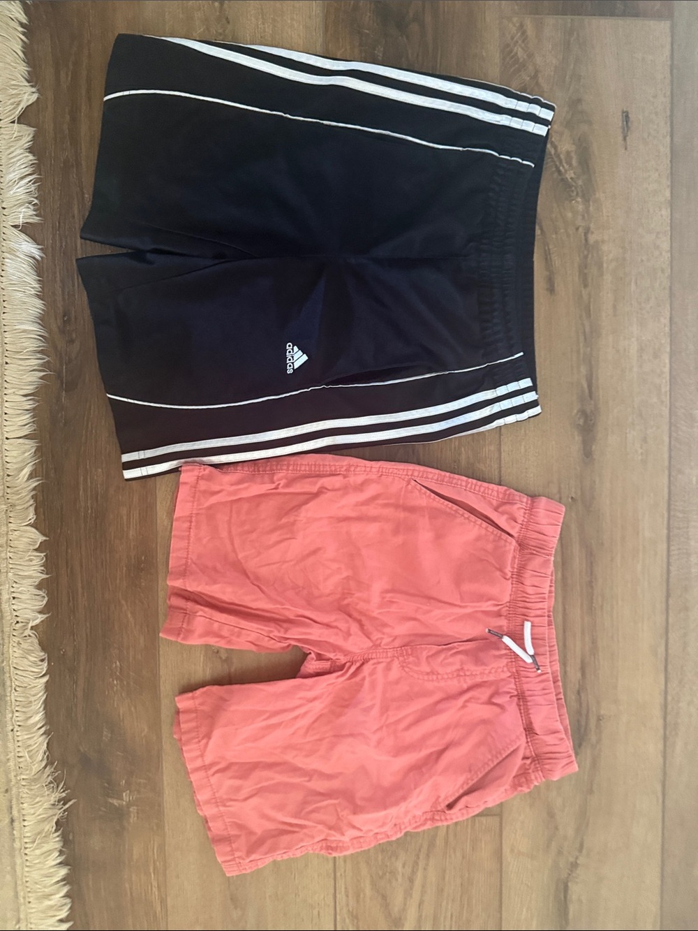 adidas Black Shorts with White Stripes & Coral Casual Shorts Set